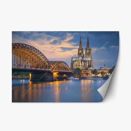 Pegatina reposicionable catedral de Colonia al atardecer – Pixers®