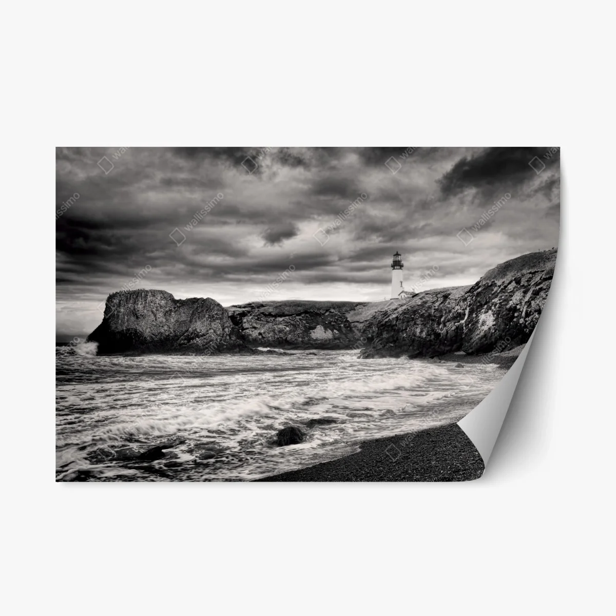 Pegatina reposicionable impresión en blanco y negro del faro de Yaquina Bay – Pixers® Pegatina reposicionable impresión en blanco y negro del faro de Yaquina Bay – Pixers®