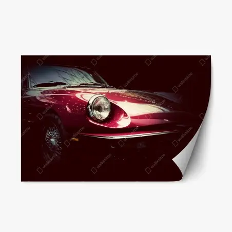 Pegatina reposicionable coche clásico rojo en primer plano – Pixers®