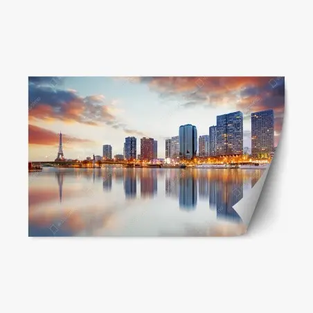 Pegatina reposicionable amanecer en París con la Torre Eiffel – Pixers®