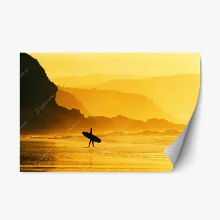 Pegatina reposicionable atardecer dorado en la costa – Pixers®