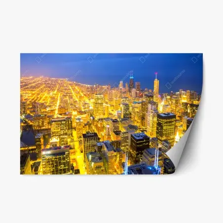 Pegatina reposicionable impresionante vista nocturna de Chicago – Pixers®
