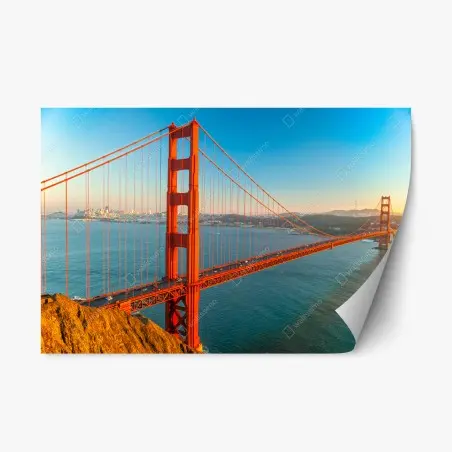 Pegatina reposicionable amanecer sobre Golden Gate: vista panorámica de San Francisco – Pixers®