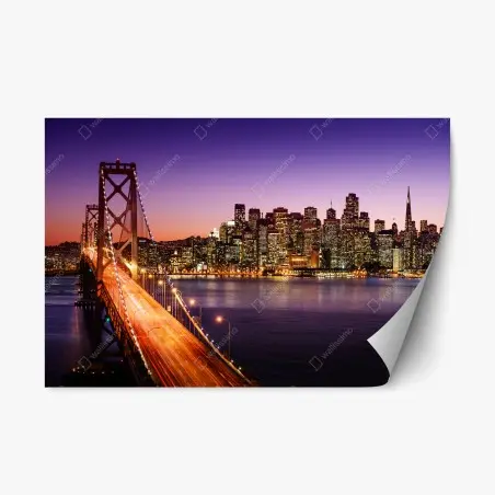 Pegatina reposicionable atardecer sobre San Francisco – Pixers®
