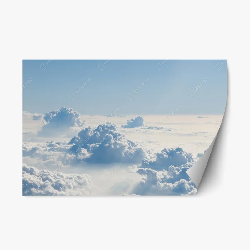 Pegatina reposicionable paisaje celeste de nubes esponjosas