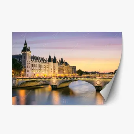 Pegatina reposicionable amanecer en París junto al río Sena – Pixers®