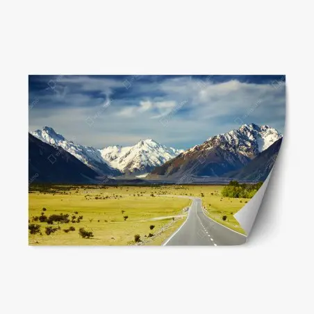 Pegatina reposicionable carretera hacia los Alpes del Sur, Nueva Zelanda – Pixers®