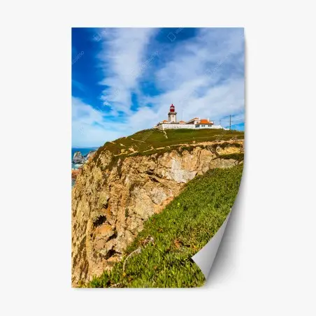 Pegatina reposicionable faro en Cabo da Roca sobre los acantilados – Pixers®