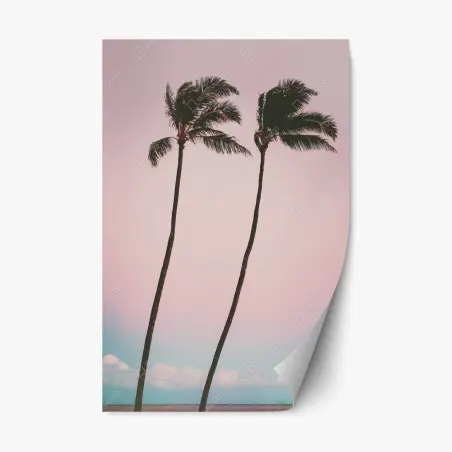 Pegatina reposicionable escena tropical minimalista en tonos rosa – Pixers®