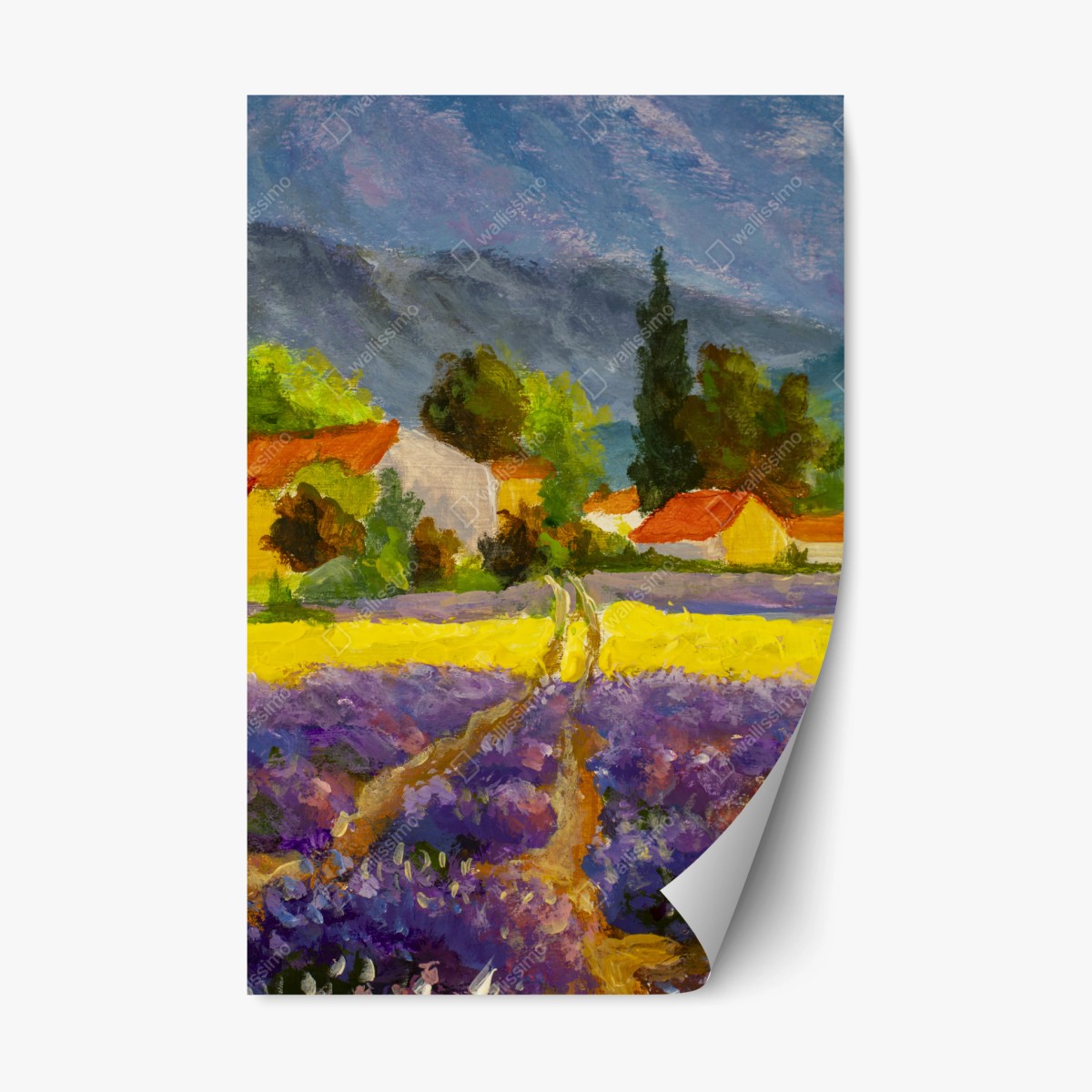Pegatina reposicionable atardecer en la campiña de lavanda – Pixers®