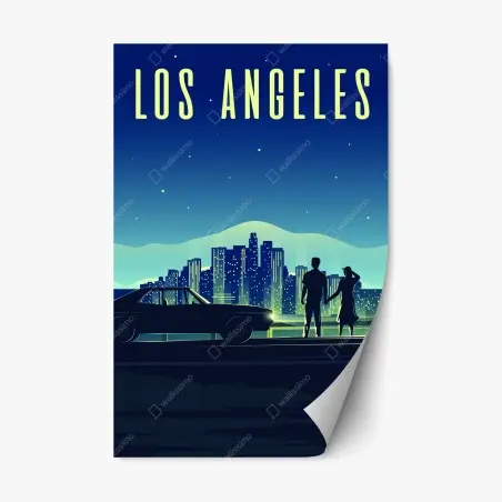 Pegatina reposicionable romance nocturno en Los Ángeles – Pixers®