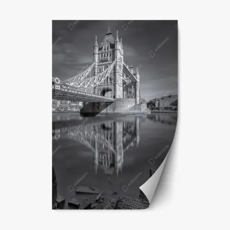 Pegatina reposicionable reflejo majestuoso del puente en el río, Londres – Pixers®