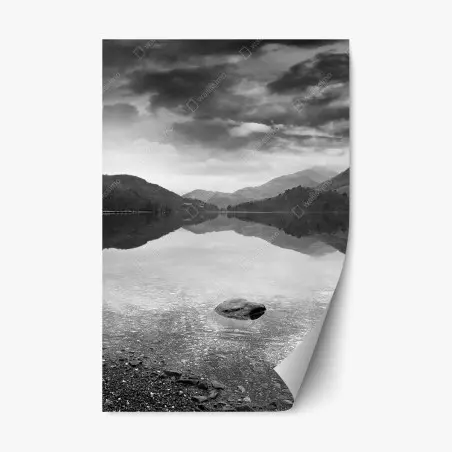 Pegatina reposicionable reflejo sereno en lago de montaña – Pixers®