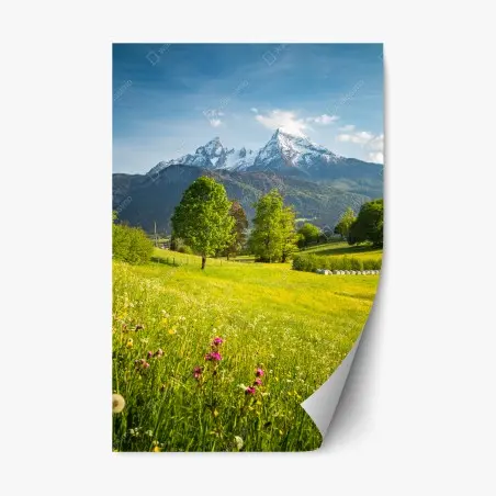 Pegatina reposicionable pradera alpina en primavera – Pixers®