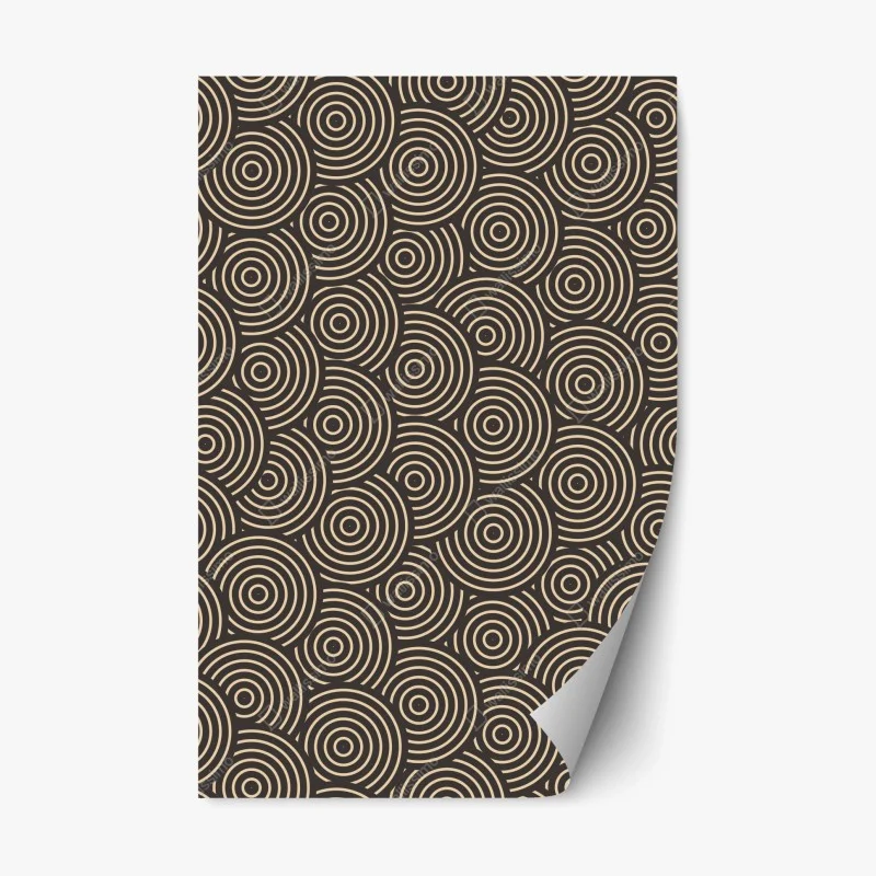 Pegatina reposicionable patrón de círculos concéntricos en tonos beige y negro