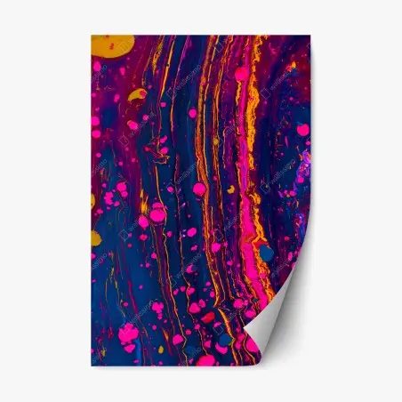Pegatina reposicionable marmolado psicodélico en rosa y azul eléctrico – Pixers®