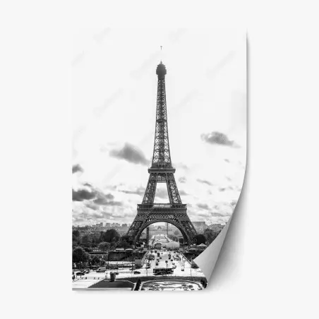 Pegatina reposicionable Torre Eiffel en blanco y negro – Pixers®