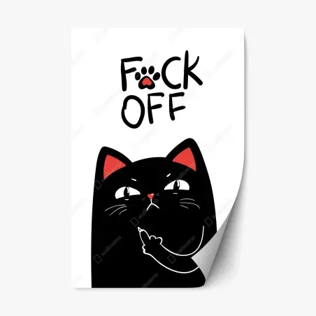 Pegatina reposicionable gato negro irreverente con actitud – Pixers®