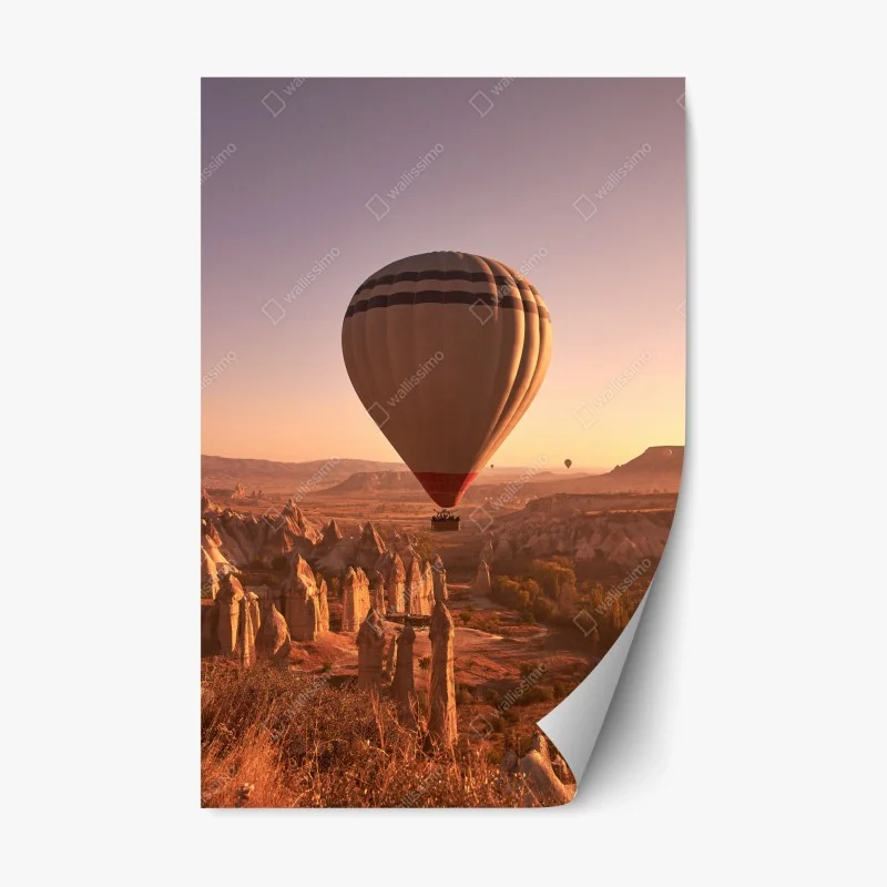 Pegatina reposicionable amanecer en Cappadocia con globo aerostático