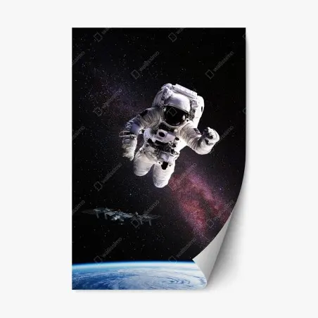 Pegatina reposicionable astronauta flotando sobre la Tierra – Pixers®