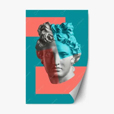 Pegatina reposicionable busto clásico pop en contraste de colores – Pixers®