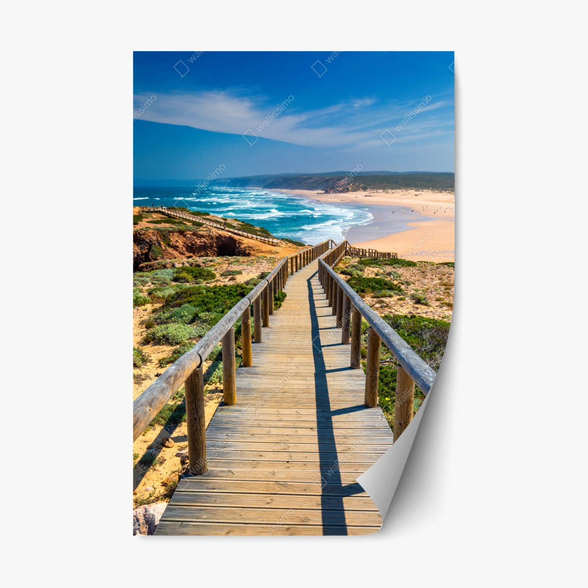 Pegatina reposicionable pasarela hacia Praia da Bordeira, Algarve – Pixers®