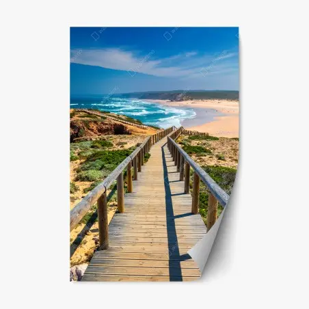 Pegatina reposicionable pasarela hacia Praia da Bordeira, Algarve – Pixers®