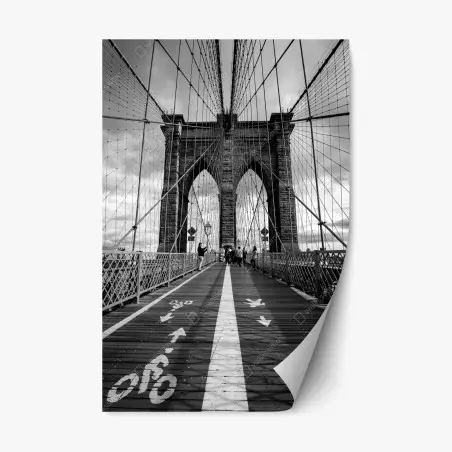 Pegatina reposicionable perspectiva arquitectónica del puente de Brooklyn – Pixers®