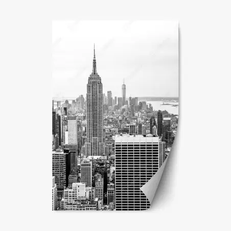 Pegatina reposicionable vista icónica de Nueva York en blanco y negro – Pixers®