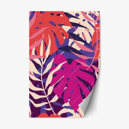 Pegatina reposicionable hojas tropicales retro en tonos pastel – Pixers®