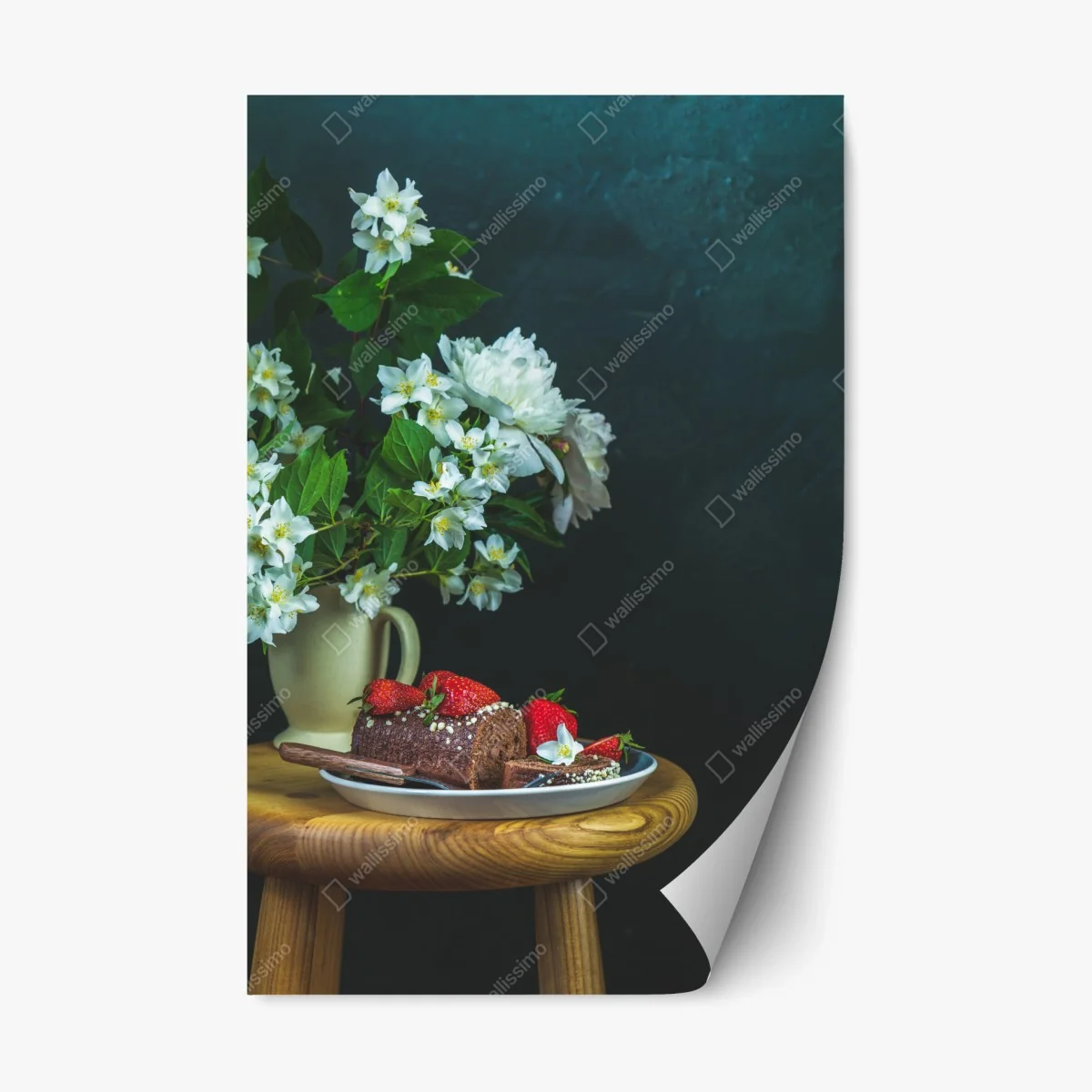 Pegatina reposicionable naturaleza muerta con rollo de chocolate, fresas y flores blancas – Pixers® Pegatina reposicionable naturaleza muerta con rollo de chocolate, fresas y flores blancas – Pixers®