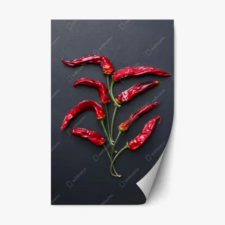 Pegatina reposicionable árbol de chiles rojos sobre fondo negro – Pixers®