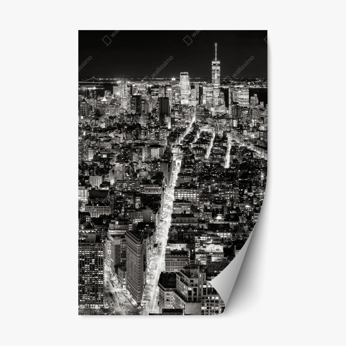 Pegatina reposicionable panorama nocturno de Nueva York en blanco y negro – Pixers® Pegatina reposicionable panorama nocturno de Nueva York en blanco y negro – Pixers®