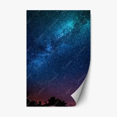 Pegatina reposicionable cielo estrellado y vía láctea en tonos azules – Pixers®