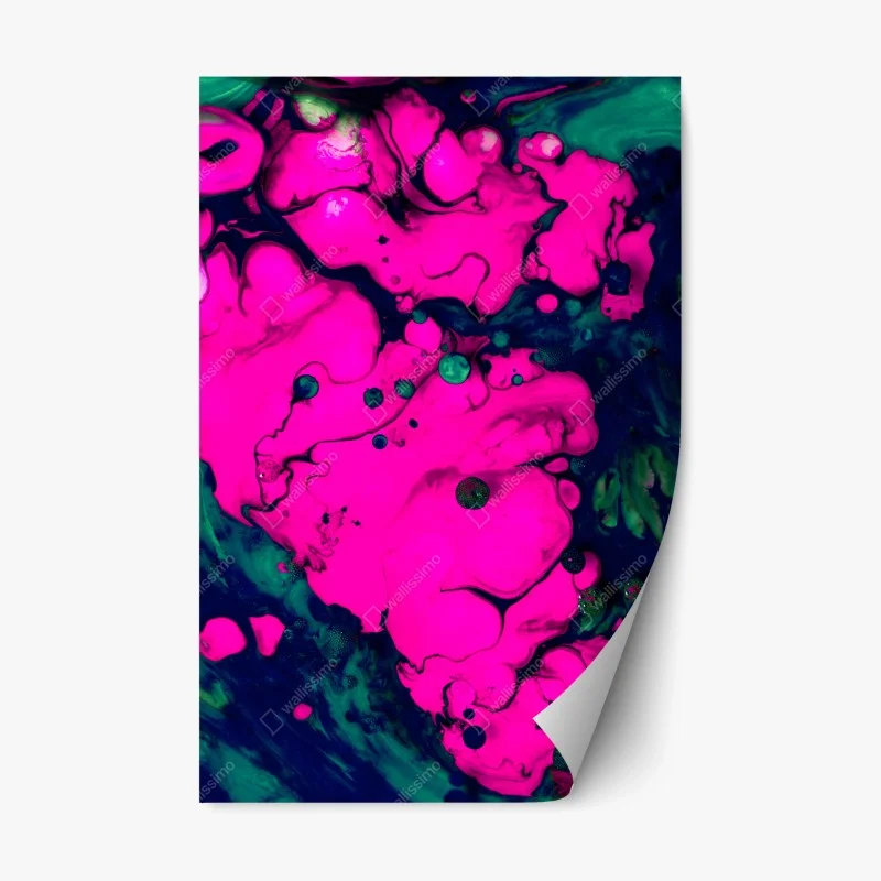 Pegatina reposicionable explosión fucsia: composición abstracta psicodélica