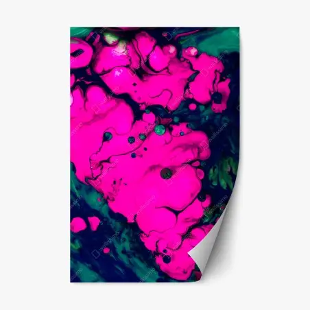 Pegatina reposicionable explosión fucsia: composición abstracta psicodélica – Pixers®