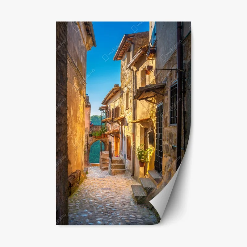Pegatina reposicionable callejón en la Toscana al atardecer
