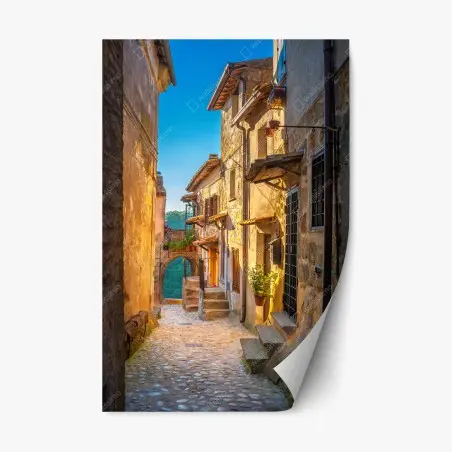 Pegatina reposicionable callejón en la Toscana al atardecer – Pixers®