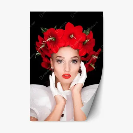 Pegatina reposicionable retrato floral de elegancia moderna – Pixers®