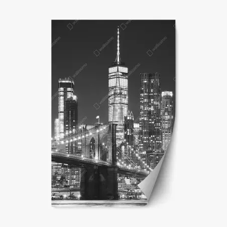 Pegatina reposicionable nocturno de Brooklyn y Manhattan – Pixers®