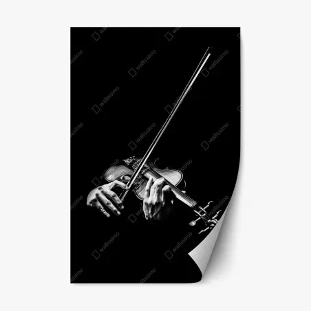 Pegatina reposicionable intensidad del violín en blanco y negro – Pixers®