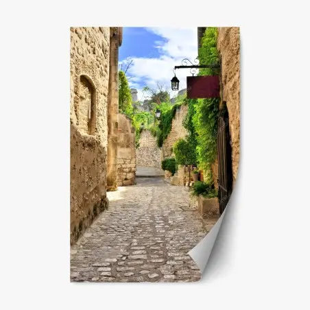 Pegatina reposicionable calle empedrada rústica en Les Baux de Provence – Pixers®