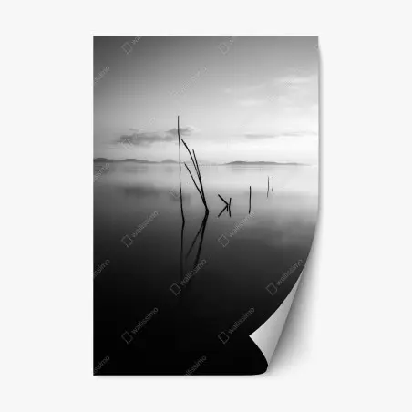 Pegatina reposicionable paisaje minimalista en blanco y negro – Pixers®