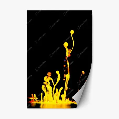 Pegatina reposicionable estallido de pintura amarilla sobre fondo negro – Pixers®