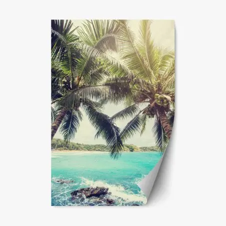 Pegatina reposicionable paraíso de palmeras tropicales vintage – Pixers®