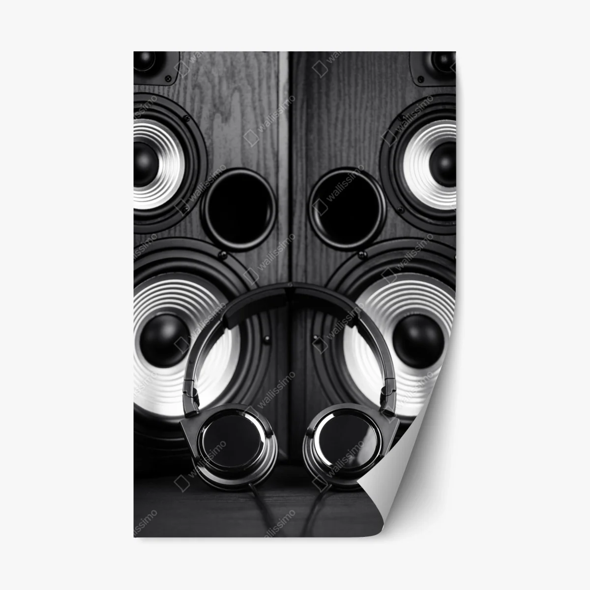 Pegatina reposicionable auriculares frente a altavoces en blanco y negro – Pixers® Pegatina reposicionable auriculares frente a altavoces en blanco y negro – Pixers®