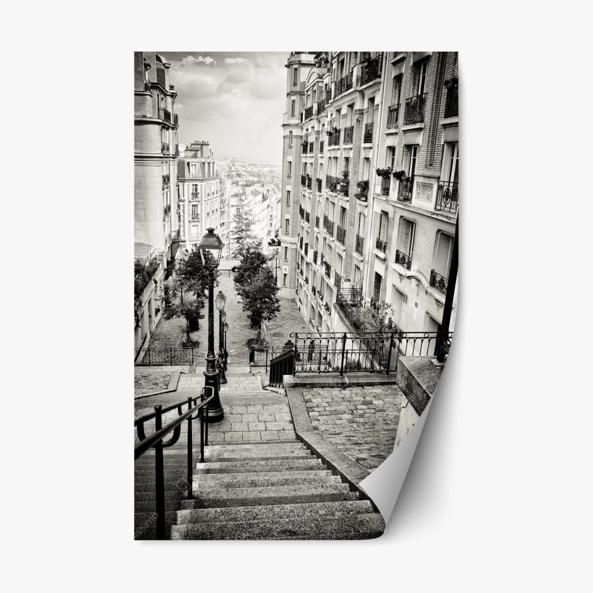 Pegatina reposicionable escaleras empedradas en blanco y negro – Pixers® Pegatina reposicionable escaleras empedradas en blanco y negro – Pixers®