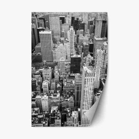 Pegatina reposicionable mural panorámico de Nueva York en blanco y negro – Pixers®