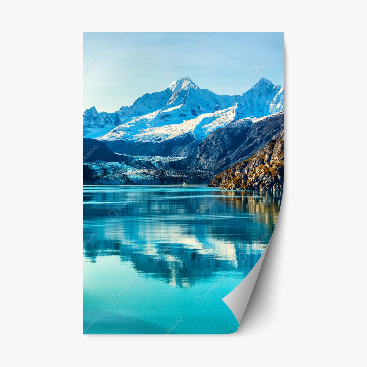 Pegatina reposicionable majestad glaciar: paisaje de montaña y lago turquesa – Pixers®
