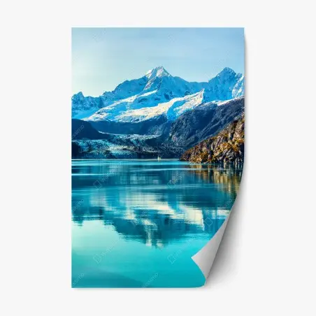 Pegatina reposicionable majestad glaciar: paisaje de montaña y lago turquesa – Pixers®